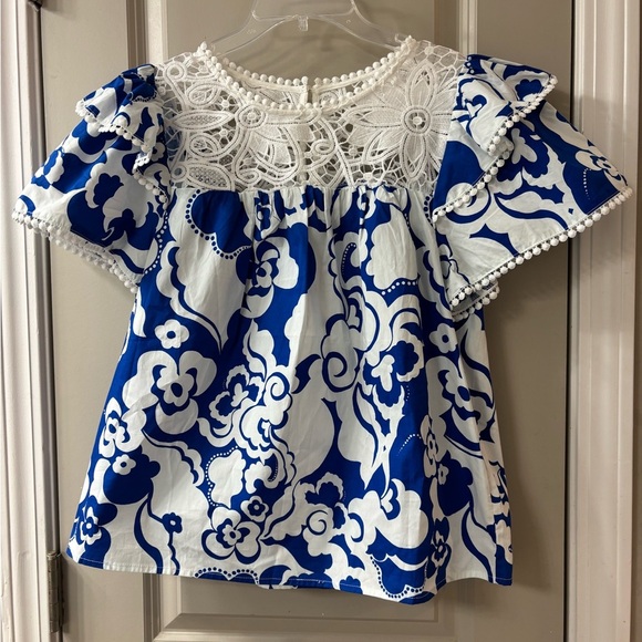 Sugarlips Tops - NWT Sugarlips Lucille Blue and White Blouse